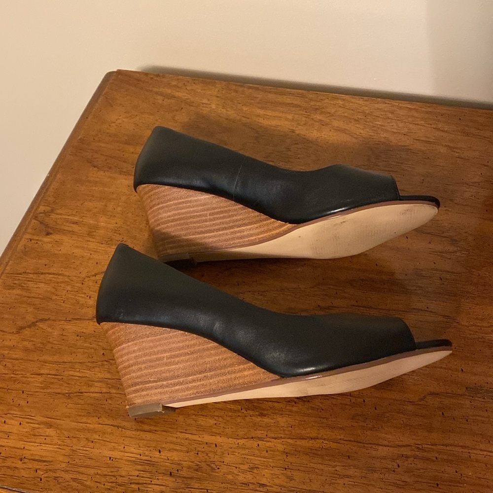 Black Peep Toe Wedges - Picture 3 of 8